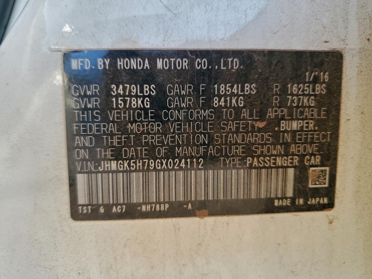 2016 HONDA FIT EX photo 12