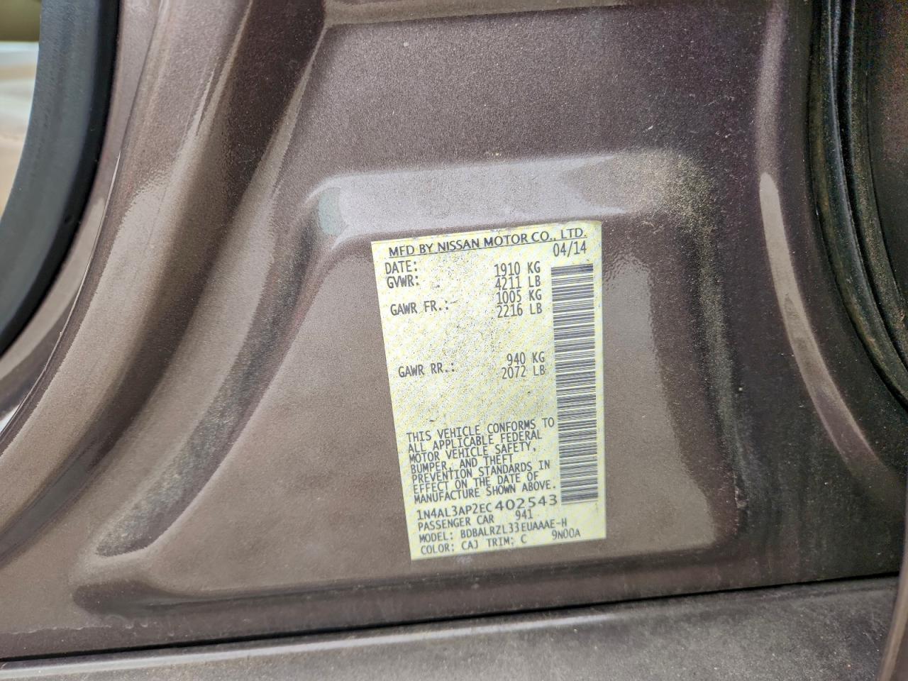 2014 NISSAN ALTIMA 2.5 photo 12