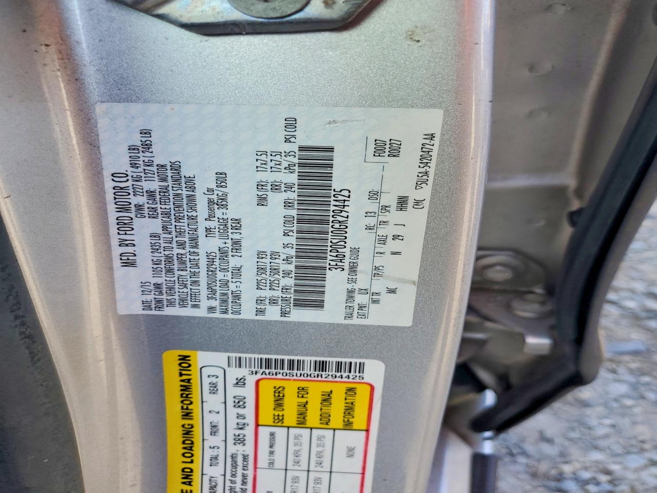 2016 FORD FUSION TITANIUM PHEV photo 13