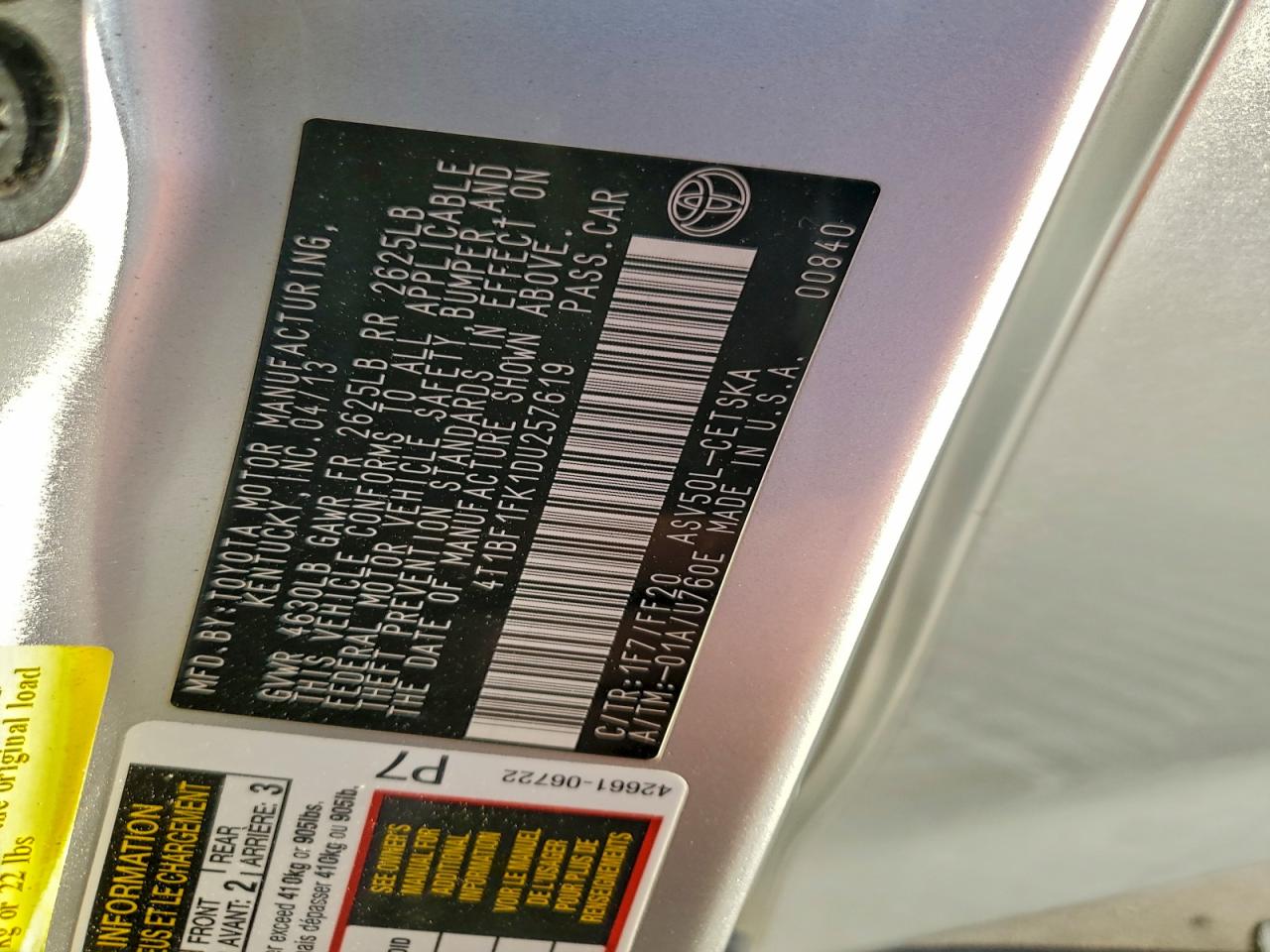 2013 TOYOTA CAMRY L photo 13