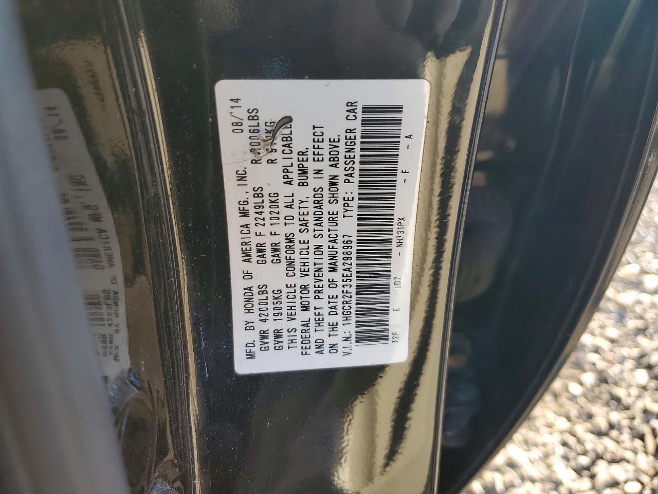 2014 HONDA ACCORD LX photo 12