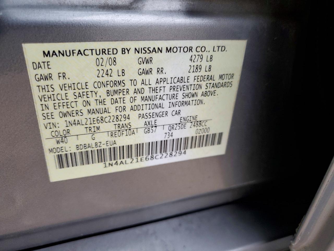 2008 NISSAN ALTIMA 2.5 photo 12