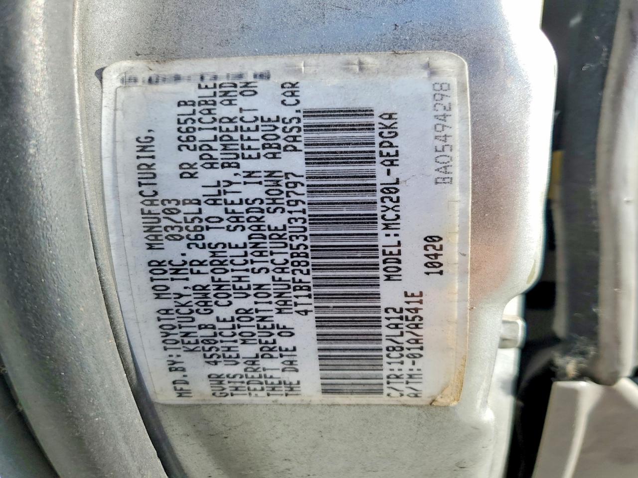 2003 TOYOTA AVALON XL photo 12
