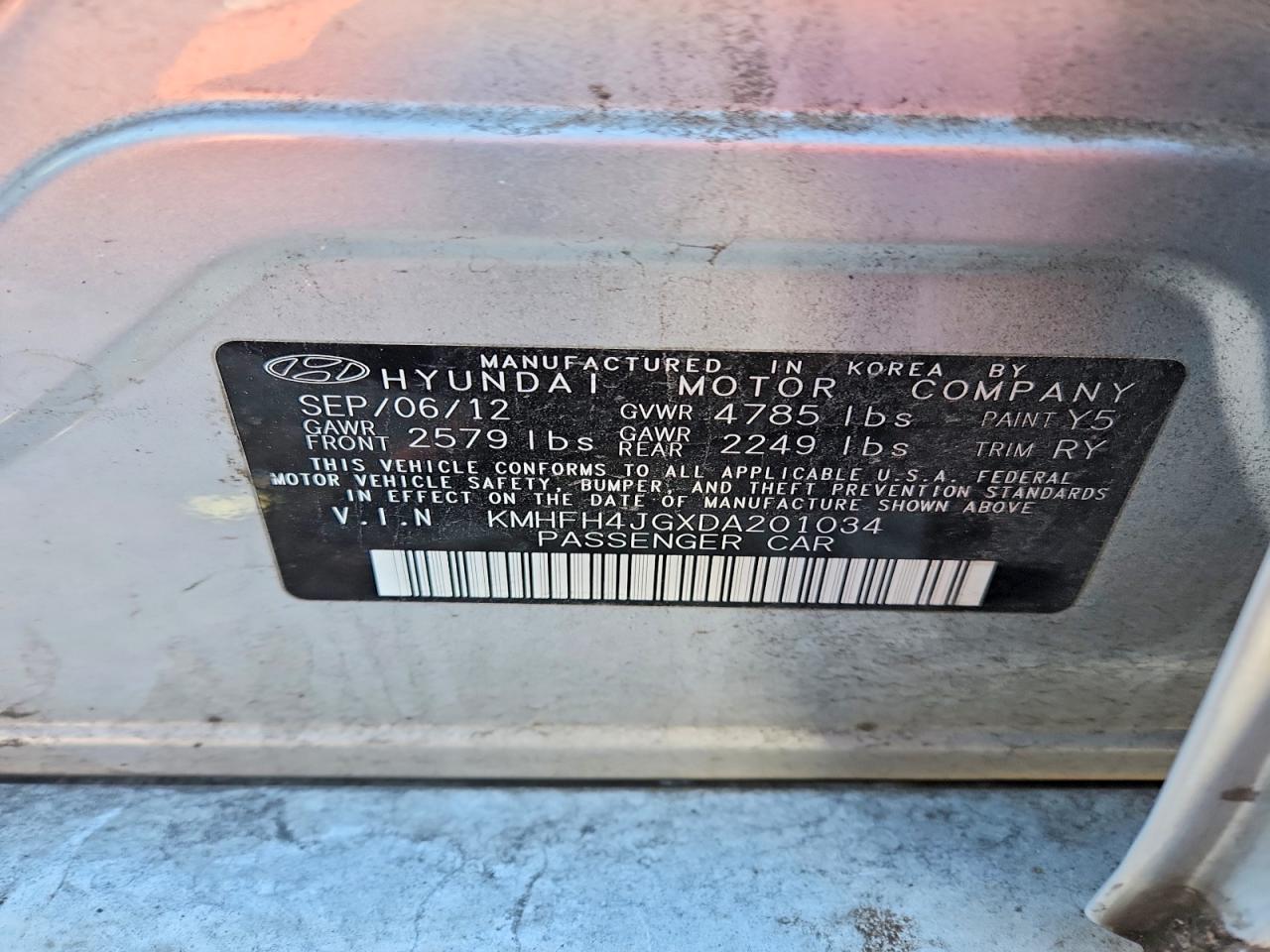 2013 HYUNDAI AZERA GLS photo 34