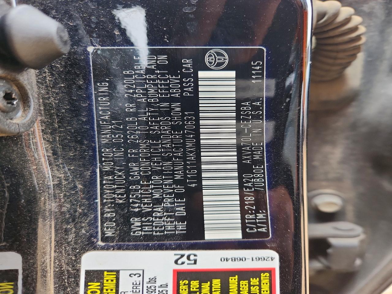 2021 TOYOTA CAMRY SE photo 23