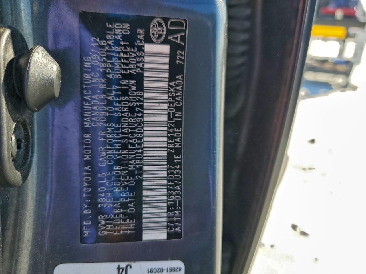 2013 TOYOTA COROLLA BASE photo 12