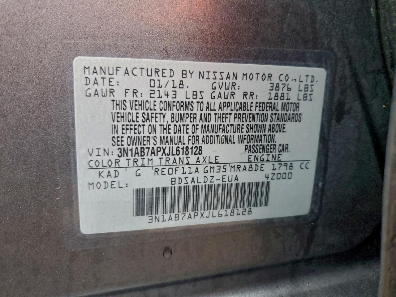 2018 NISSAN SENTRA S photo 12