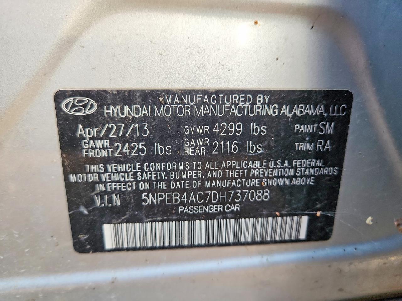 2013 HYUNDAI SONATA GLS photo 12