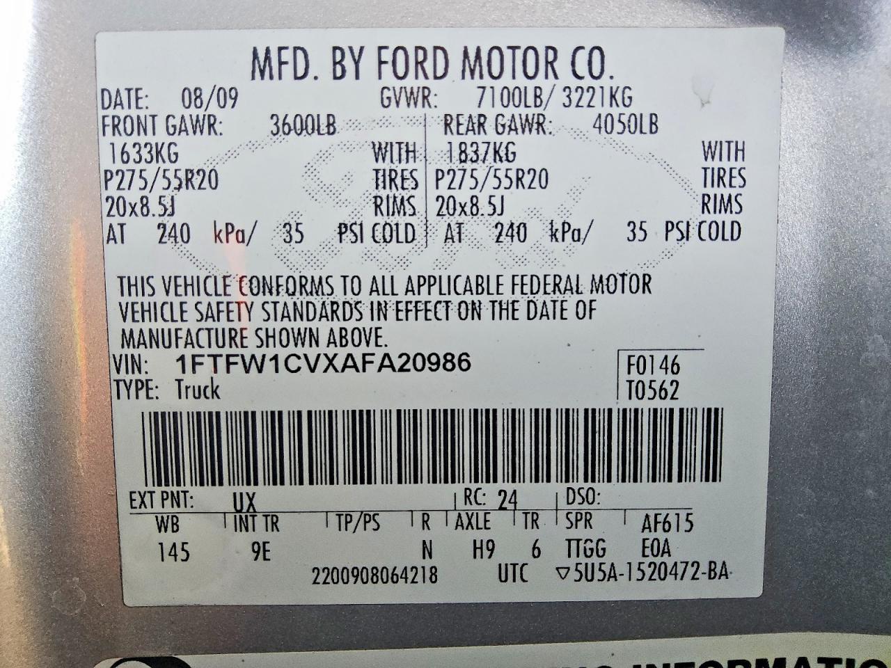 2010 FORD F150 SUPERCREW photo 23