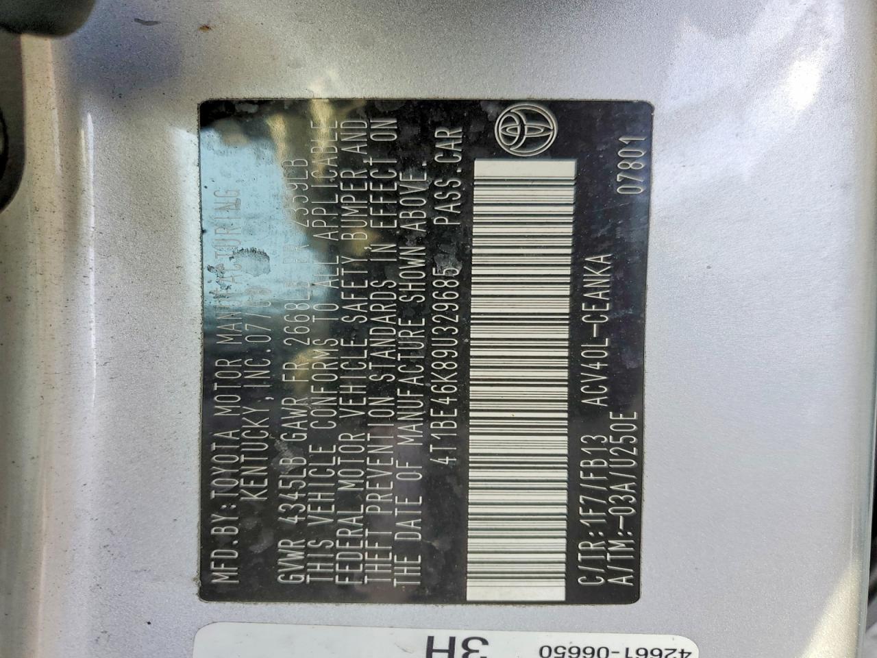 2009 TOYOTA CAMRY LE photo 12