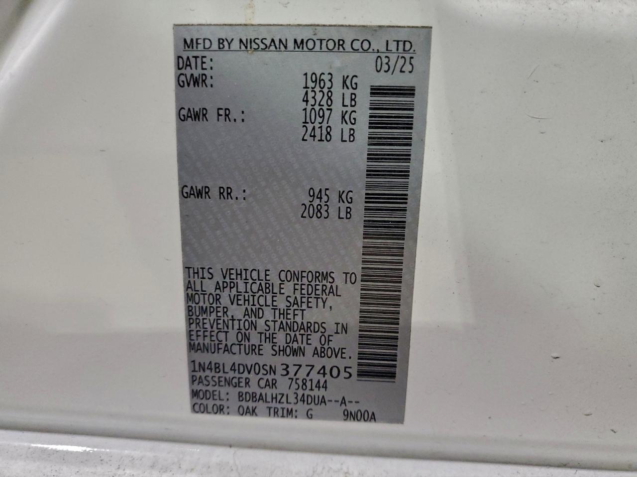2025 NISSAN ALTIMA SV photo 12