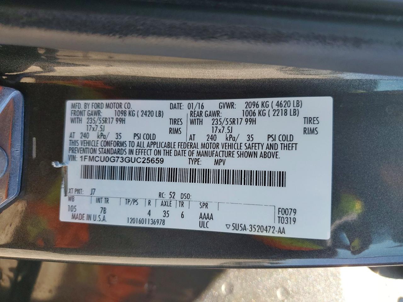 2016 FORD ESCAPE SE photo 14