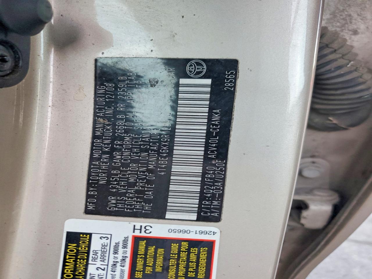 2009 TOYT CAMRY BASE photo 12