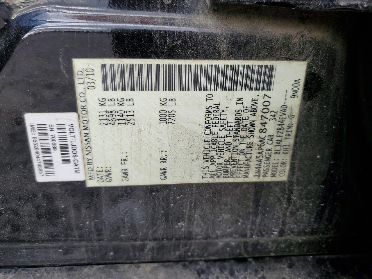 2010 NISSAN MAXIMA S photo 12