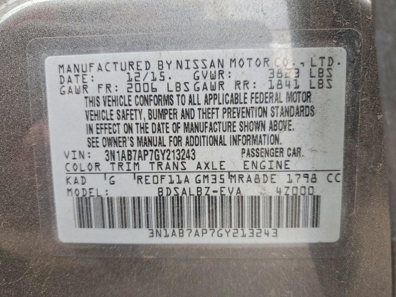 2016 NISSAN SENTRA S photo 13