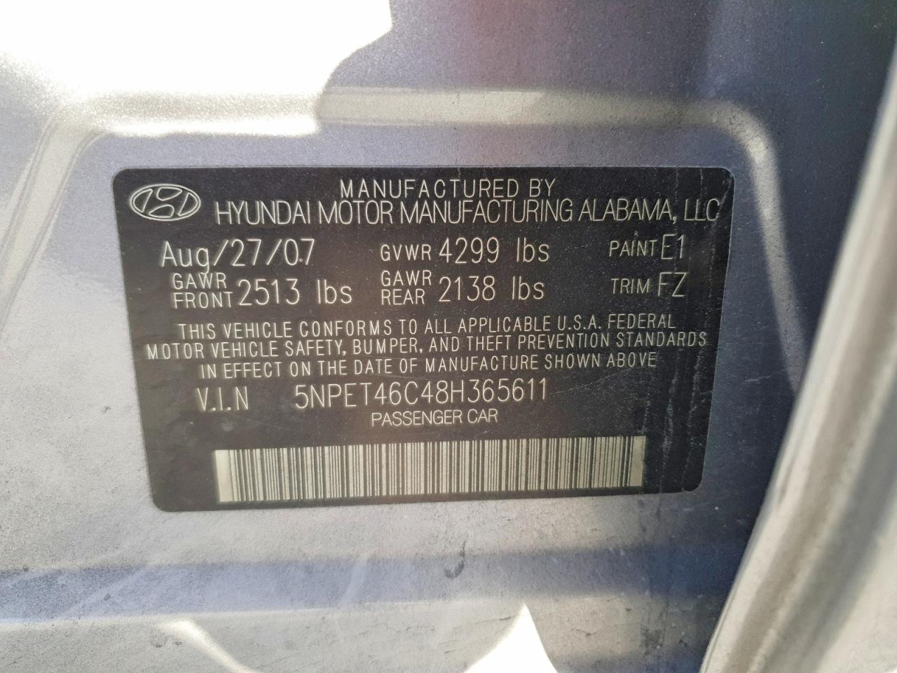 2008 HYUNDAI SONATA GLS photo 13