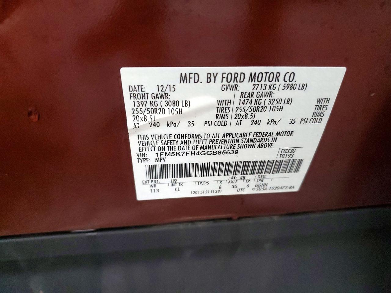 2016 FORD EXPLORER LIMITED photo 13