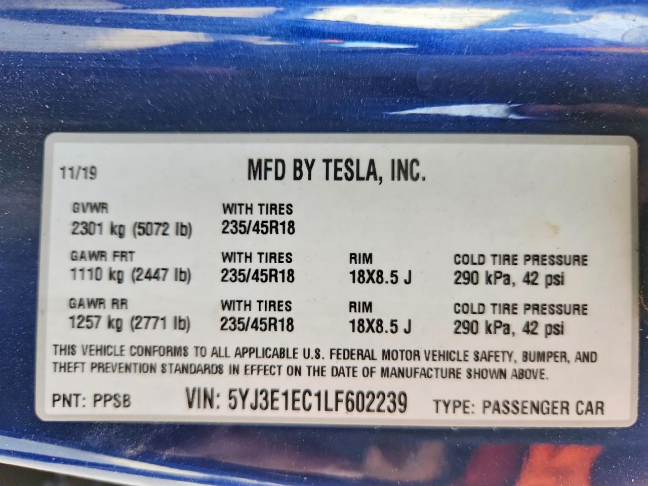 2020 TESLA MODEL 3 photo 13