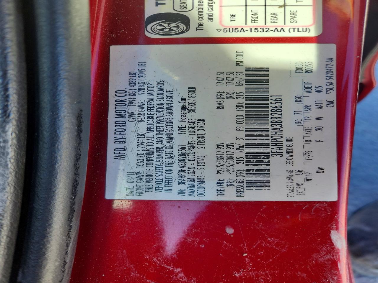 2011 FORD FUSION SE photo 12