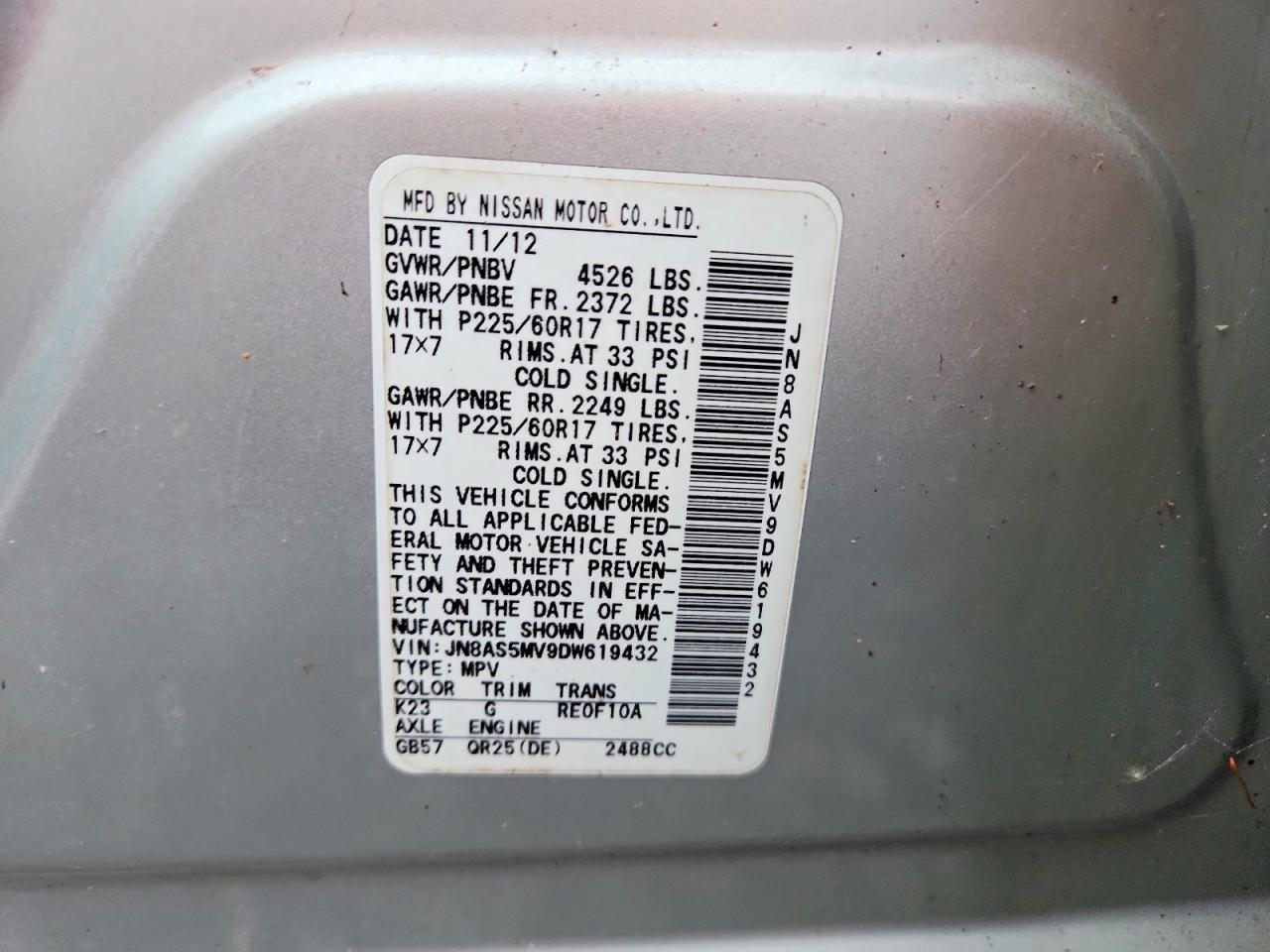 2013 NISSAN ROGUE S photo 34