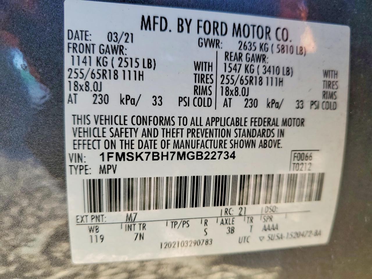 2021 FORD EXPLORER photo 13