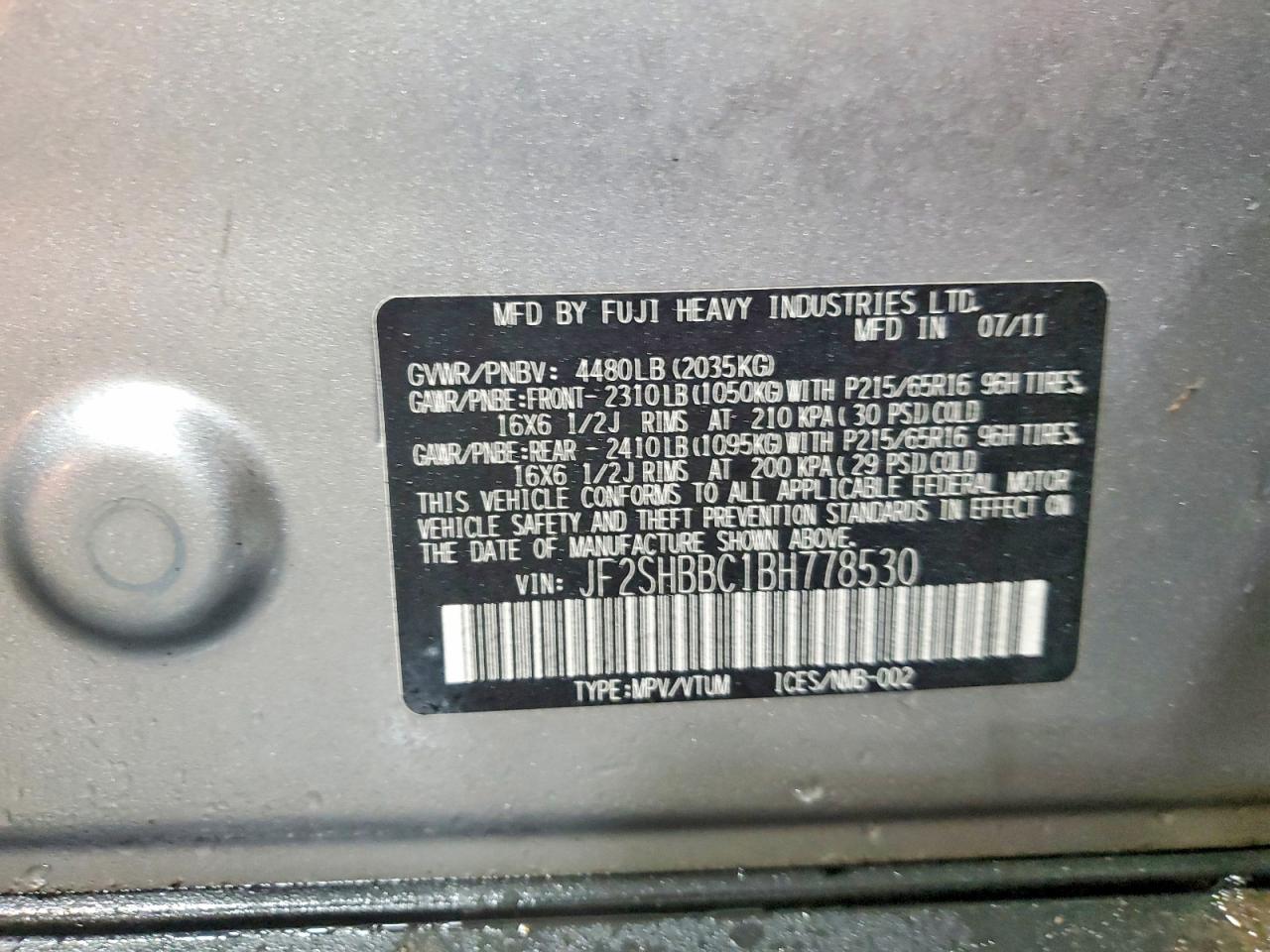 2011 SUBARU FORESTER 2.5X photo 13