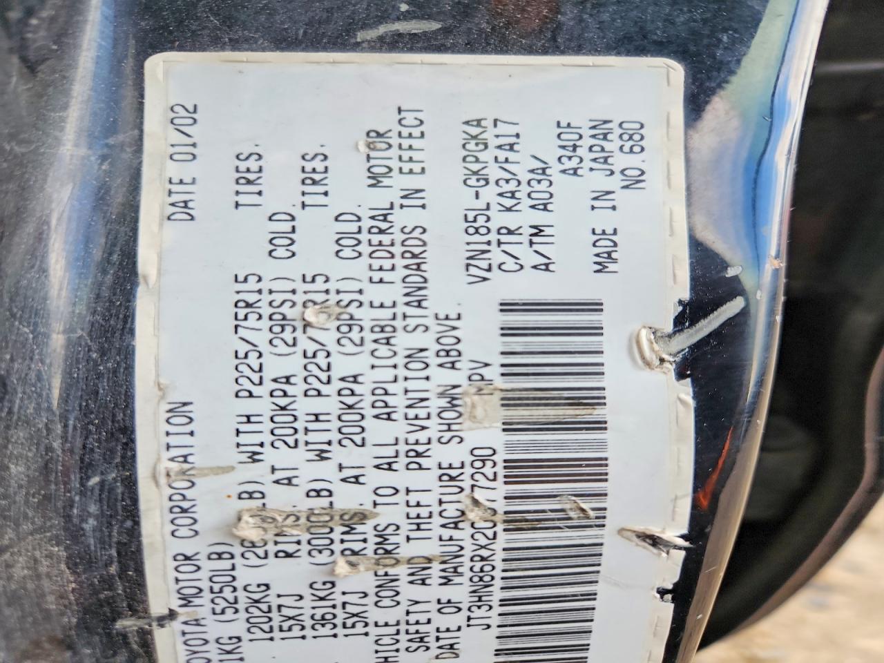 2002 TOYOTA 4RUNNER SR5 photo 13