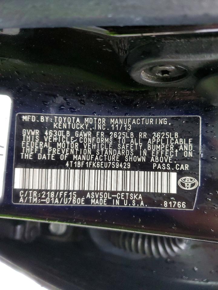2014 TOYOTA CAMRY L photo 12