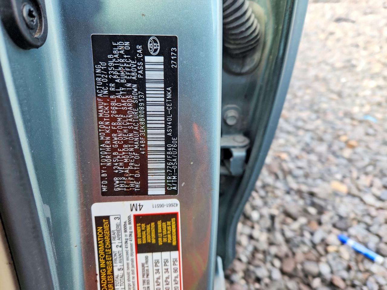 2011 TOYOTA CAMRY BASE photo 12