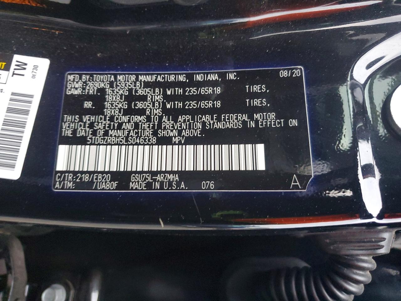 2020 TOYOTA HIGHLANDER XLE photo 13