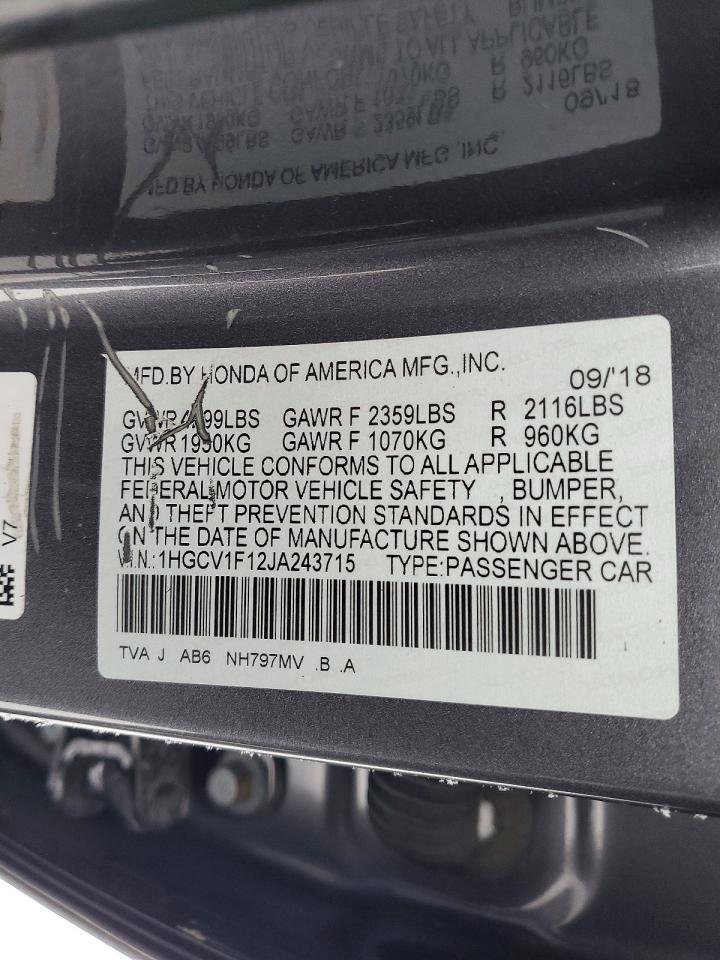 2018 HONDA ACCORD LX photo 12