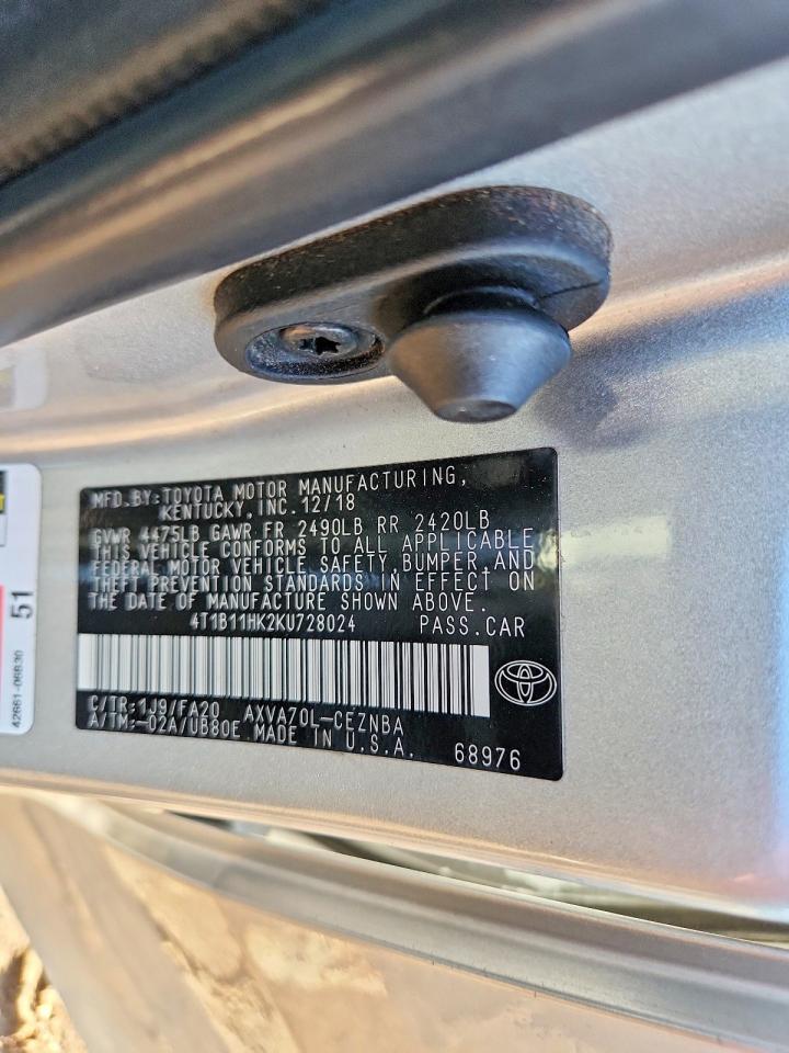 2019 TOYOTA CAMRY L photo 12