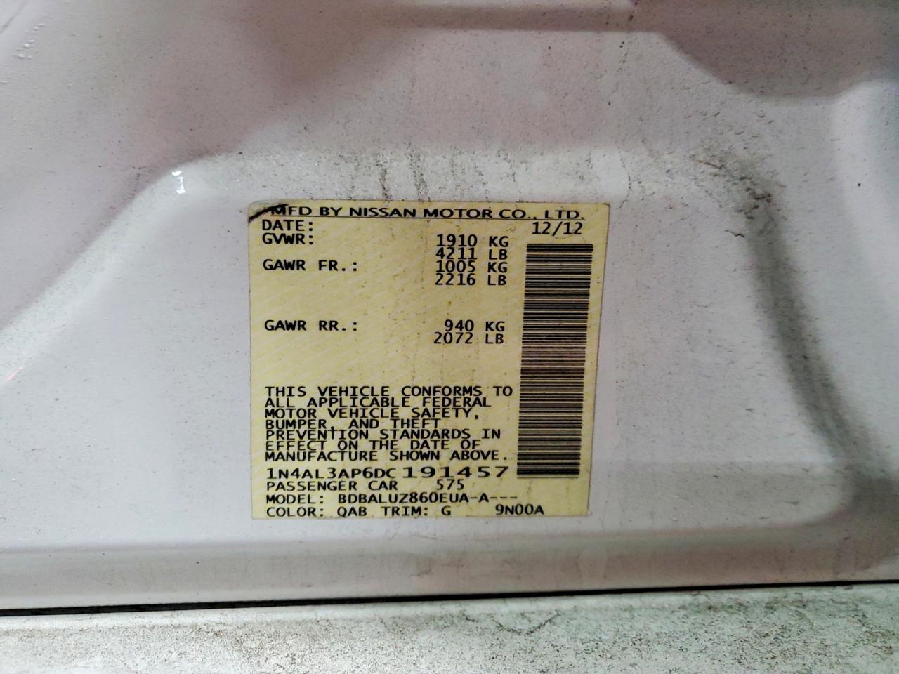 2013 NISSAN ALTIMA 2.5 photo 12