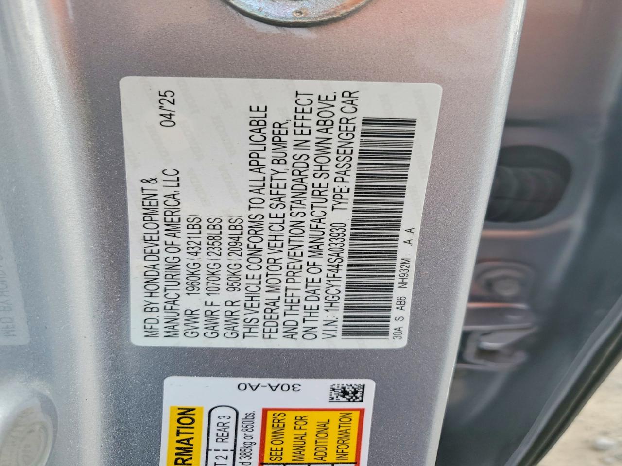 2025 HONDA ACCORD SE photo 12