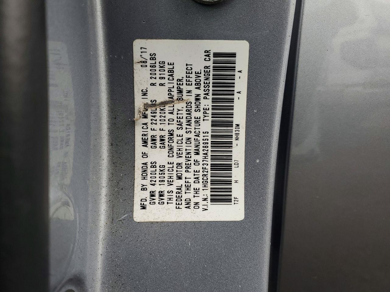 2017 HONDA ACCORD LX photo 13