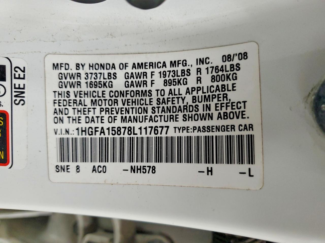 2008 HONDA CIVIC EX photo 23