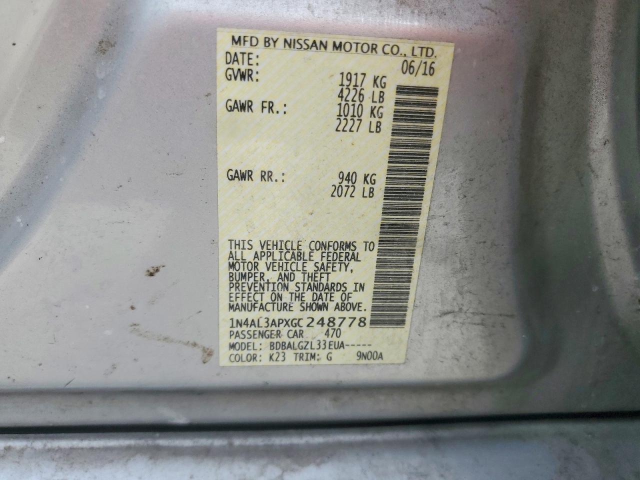 2016 NISSAN ALTIMA 2.5 photo 13