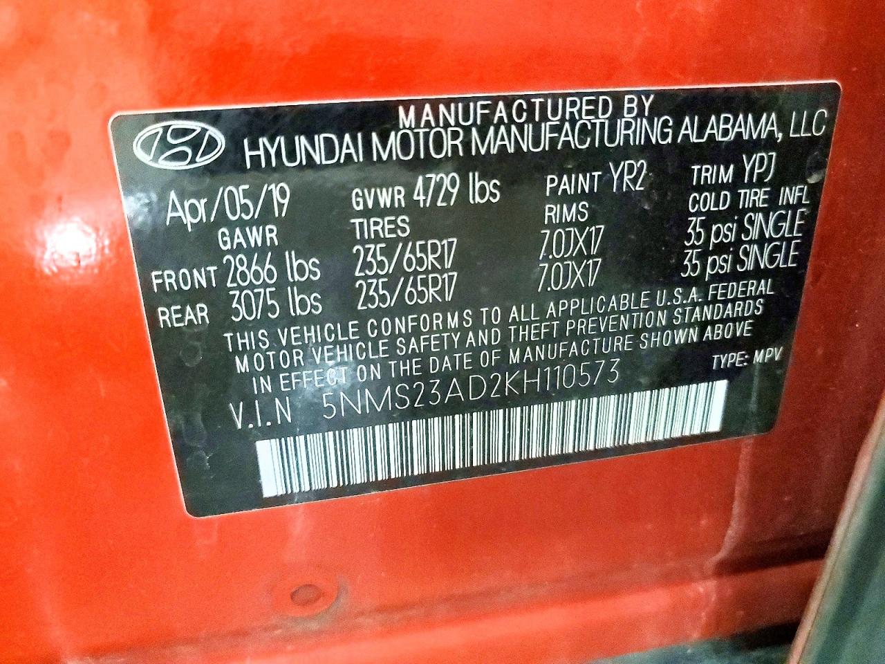 2019 HYUNDAI SANTA FE SE photo 14