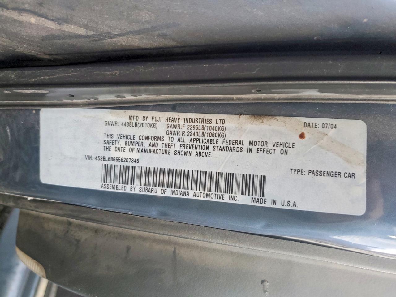 2005 SUBARU LEGACY GT photo 12