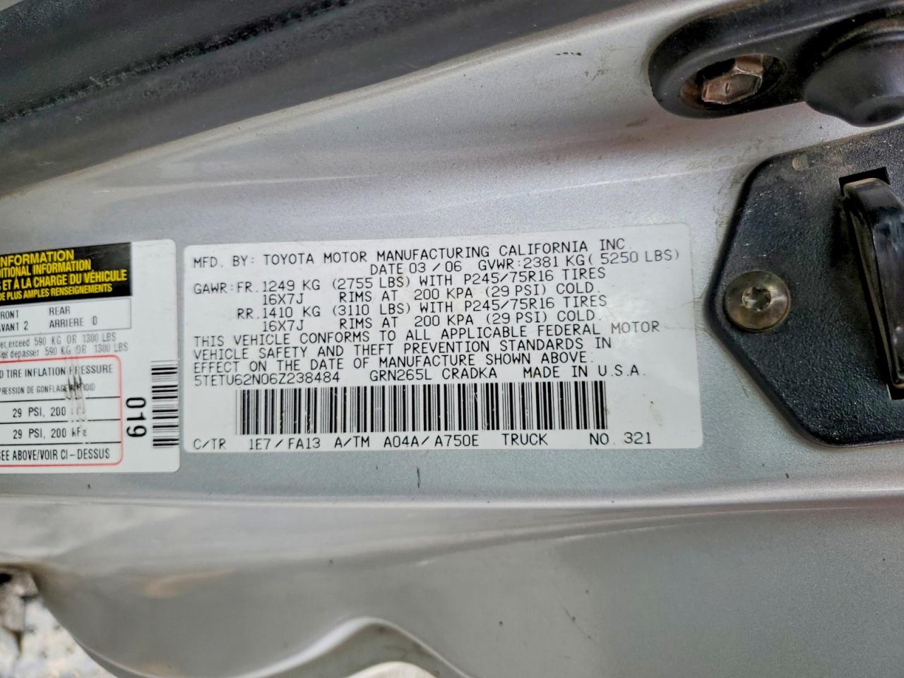 2006 TOYOTA TACOMA PRERUNNER ACCESS CAB photo 12