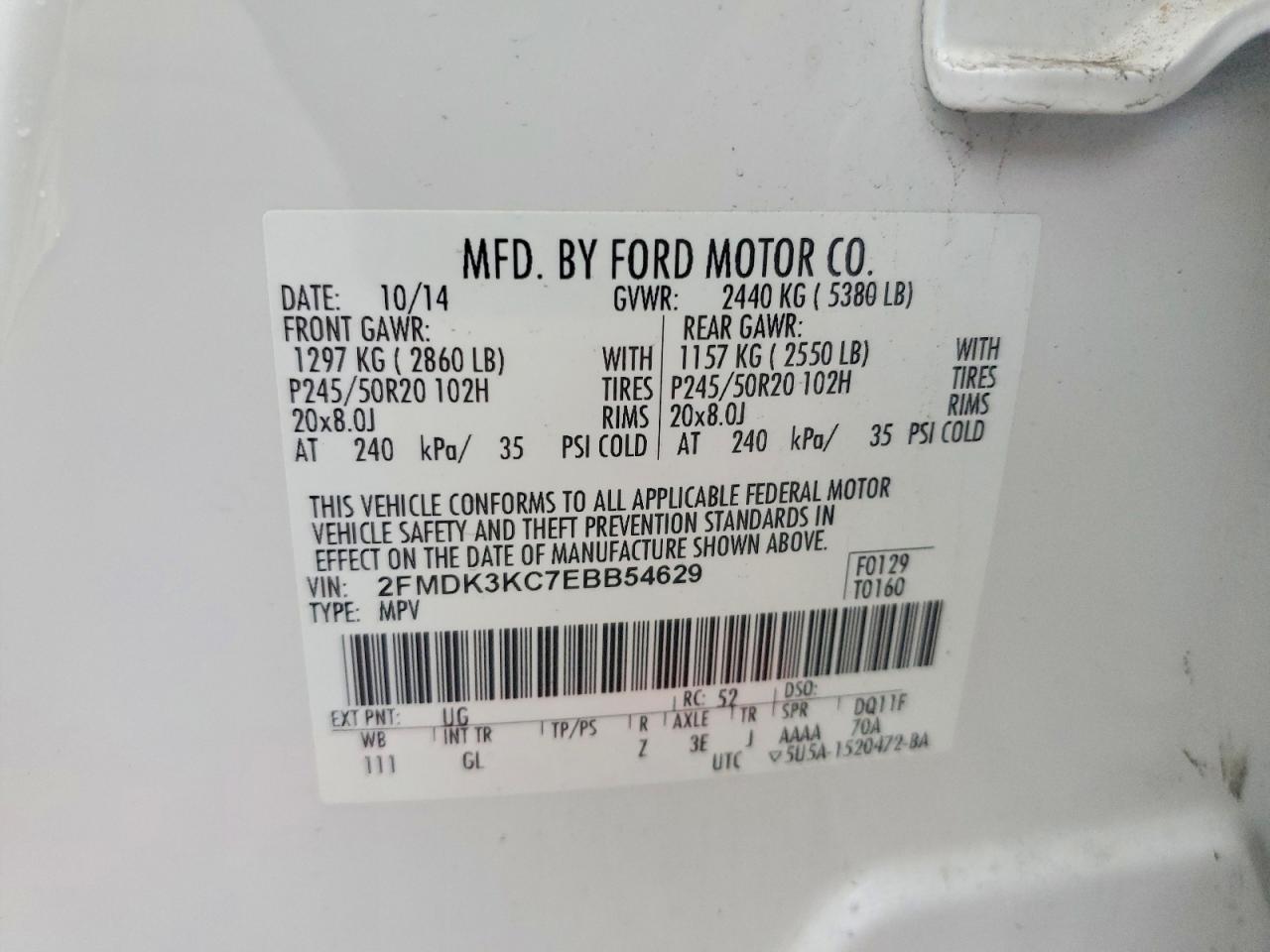 2014 FORD EDGE LIMITED photo 13