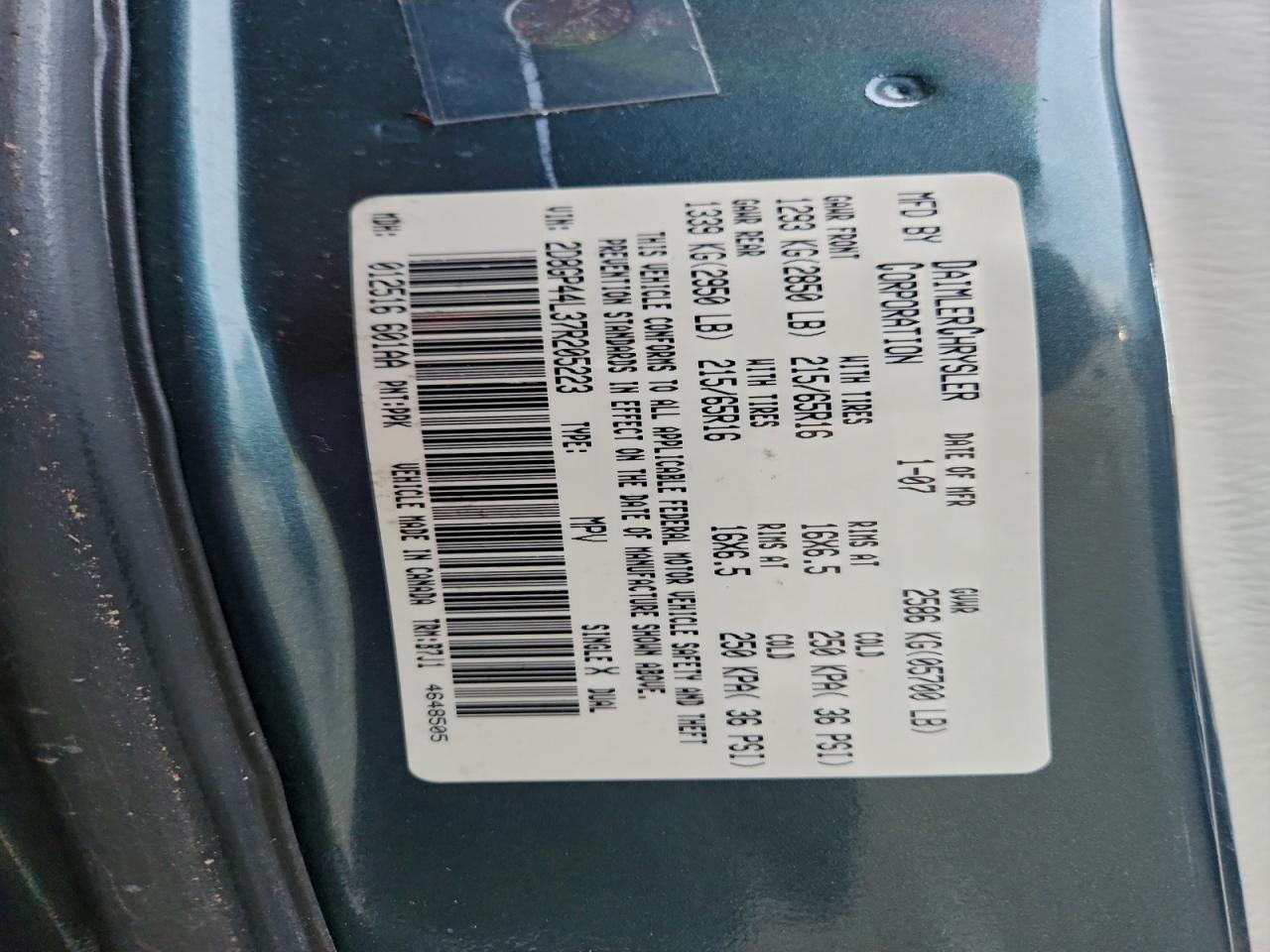 2007 DODGE GRAND CARAVAN SXT photo 12