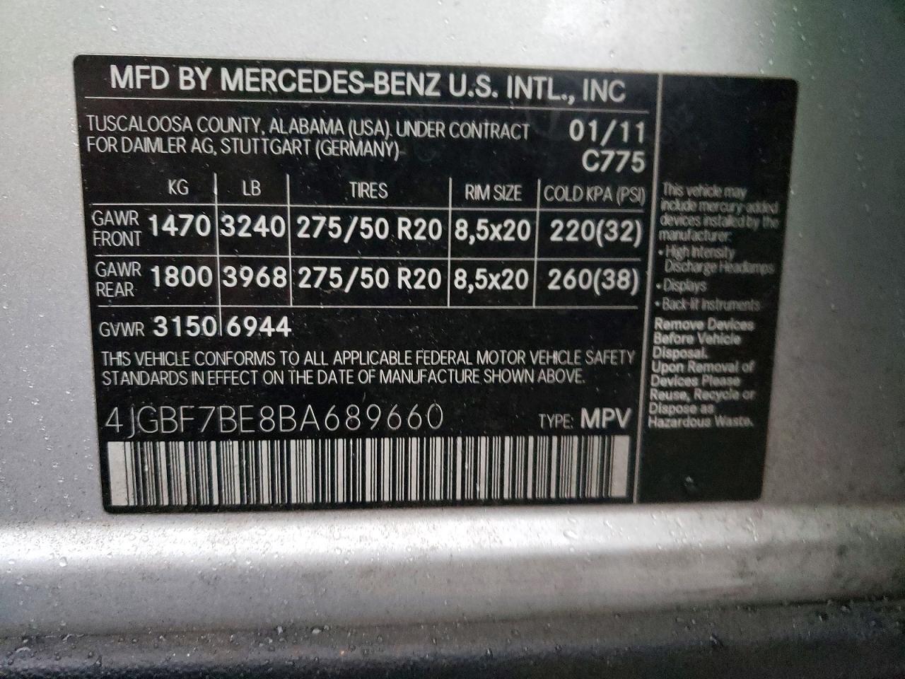 2011 MERCEDES-BENZ GL 450 4MATIC photo 13
