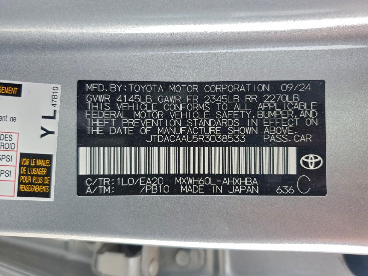 2024 TOYOTA PRIUS LE photo 13