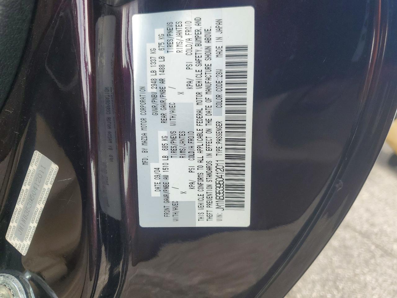 2005 MAZDA MX-5 MIATA BASE photo 12