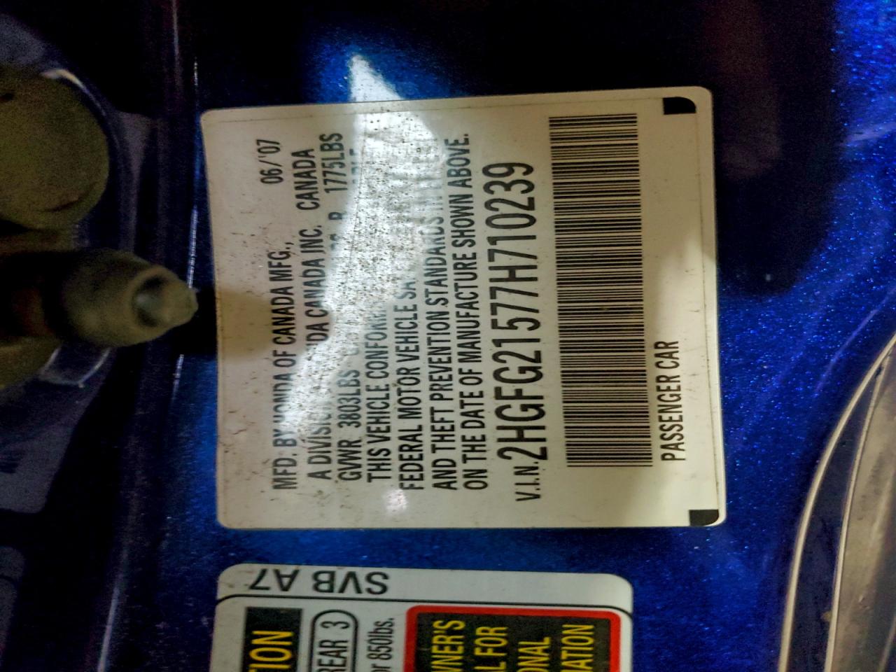 2007 HONDA CIVIC SI photo 12