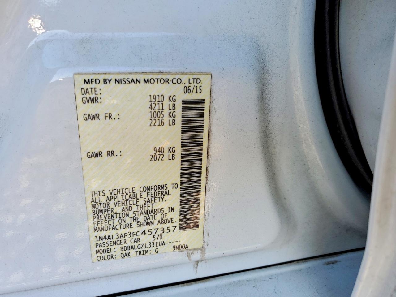 2015 NISSAN ALTIMA 2.5 photo 12