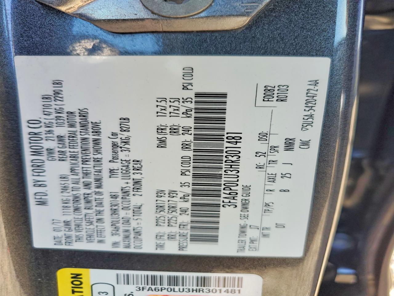 2017 FORD FUSION SE HYBRID photo 12