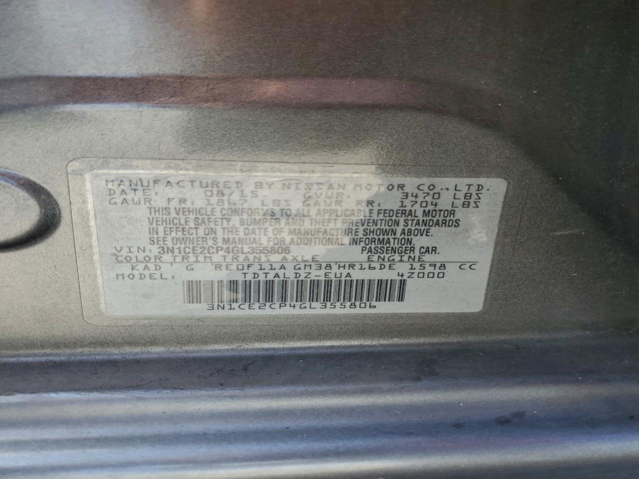 2016 NISSAN VERSA NOTE S photo 13