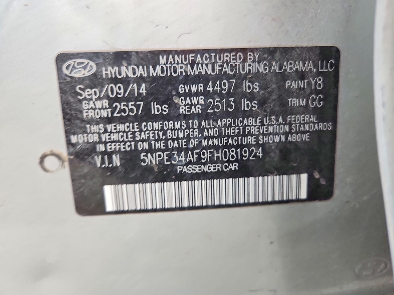 2015 HYUNDAI SONATA SPORT photo 12